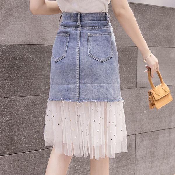 skirts 2021 summer women denim patchwork lace pockets pleated ladies package hip tulle irregular high waist jeans z67, Black
skirts 2021 summer women denim patchwork lace pockets pleated ladies package hip tulle irregular high waist jeans z67, Black