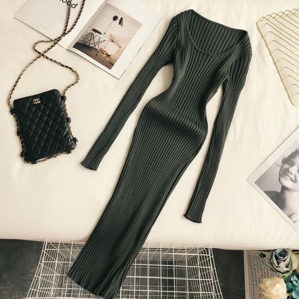 casual dresses amolapha women soild knit sheath stretchy woman 2021 autumn winter long sleeve slim knitting dress vestidos, Black;gray
casual dresses amolapha women soild knit sheath stretchy woman 2021 autumn winter long sleeve slim knitting dress vestidos, Black;gray