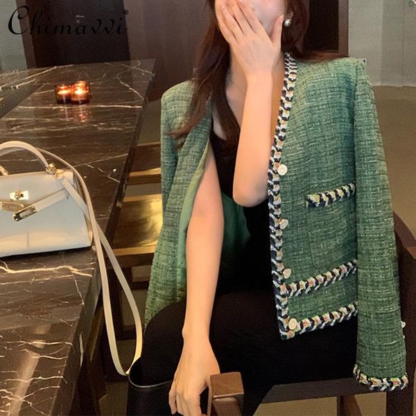 women's wool & blends fashion woven coat feminine 2021 fall clothing korean style elegant v-neck long sleeve jacket short all-matching, Black
women's wool & blends fashion woven coat feminine 2021 fall clothing korean style elegant v-neck long sleeve jacket short all-matching, Black