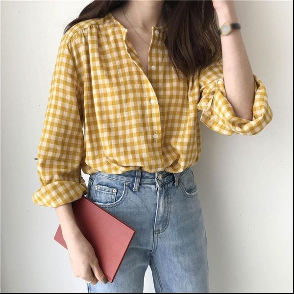 fashion women plaid and blouses long sleeve sweet shirts ladies o neck loose casual korean shirts blusas femininas, White
fashion women plaid and blouses long sleeve sweet shirts ladies o neck loose casual korean shirts blusas femininas, White