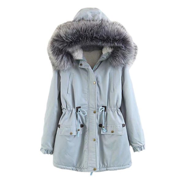 

women's trench coats women parkas winter fake fur collar hooded thick cotton warm parka fashion mid long wadded coat outwear plus size, Tan;black
