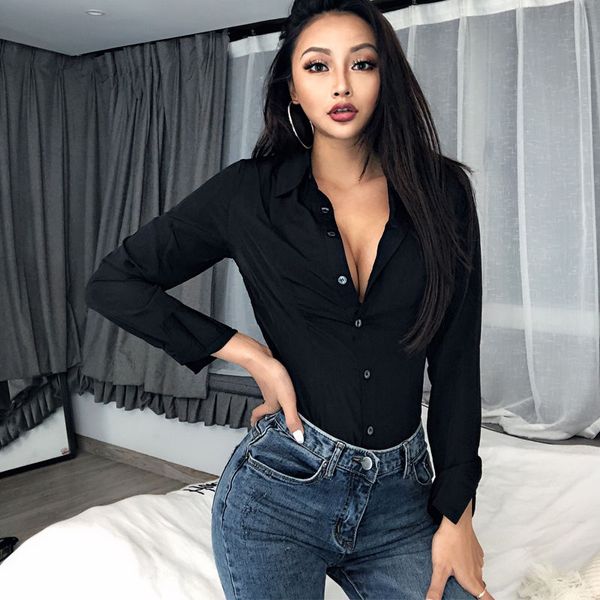 autumn new womens mid-length bodysuits slim simple long-sleeved shirt black jumpsuits, White
autumn new womens mid-length bodysuits slim simple long-sleeved shirt black jumpsuits, White