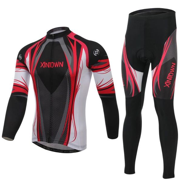 racing sets q974 hit god red long-sleeved suit cycling suits spring and autumn wicking quick-drying clothes pants, Black;blue