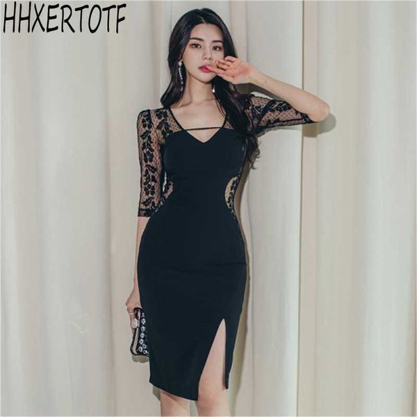 spring korean women lace stitching half- sleeve bag hip feminine split dresses 210531, Black;gray
spring korean women lace stitching half- sleeve bag hip feminine split dresses 210531, Black;gray