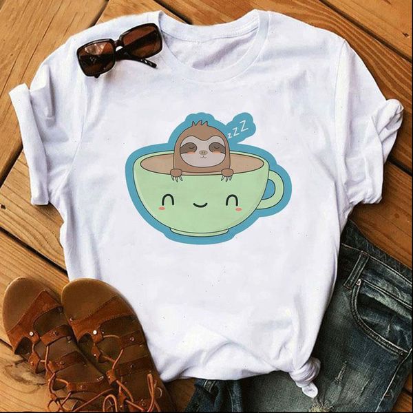 fashion cotton female t shirts short sleeve plus size women funny t shirt sloth printing harajuku tee tshirt femme, White 
fashion cotton female t shirts short sleeve plus size women funny t shirt sloth printing harajuku tee tshirt femme, White