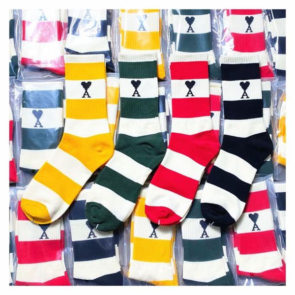 2021 ins street fashion cotton crew stripes heart a socks men women sox black white red yellow green
2021 ins street fashion cotton crew stripes heart a socks men women sox black white red yellow green