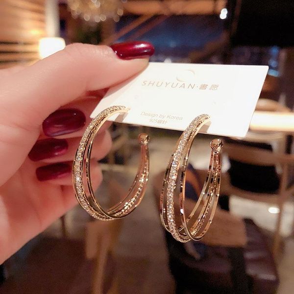 hoop & huggie rhinestone three ring circle earrings women korean temperament statement gold metal ladies fashion wedding jewelry, Golden;silver
hoop & huggie rhinestone three ring circle earrings women korean temperament statement gold metal ladies fashion wedding jewelry, Golden;silver