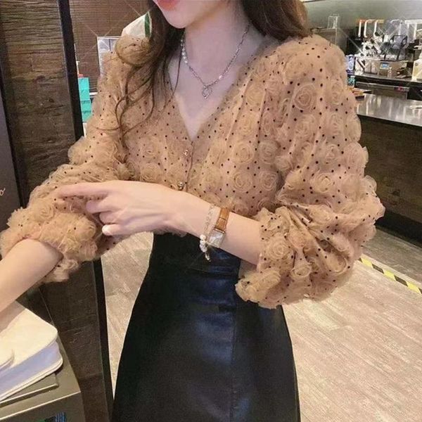 women's blouses & shirts sweet flower lace shirt v-neck long-sleeved women blouse spring autumn 2021 polka dot cadual, White
women's blouses & shirts sweet flower lace shirt v-neck long-sleeved women blouse spring autumn 2021 polka dot cadual, White