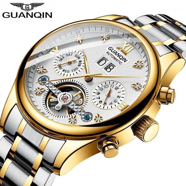 high end skeleton watch men guanqin tourbillon automatic calendar week waterproof luxury mechanical watches self wind wristwatches, Slivery;brown
high end skeleton watch men guanqin tourbillon automatic calendar week waterproof luxury mechanical watches self wind wristwatches, Slivery;brown