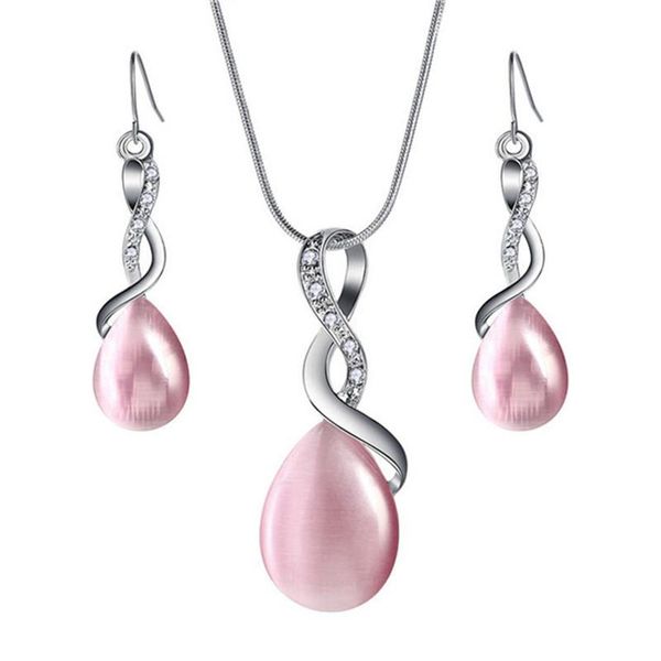 earrings & necklace women elegant pink stone waterdrop rhinestone pendant hook jewelry set wedding bride sets gift, Silver
earrings & necklace women elegant pink stone waterdrop rhinestone pendant hook jewelry set wedding bride sets gift, Silver
