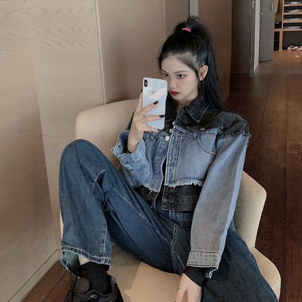 cool street autumn style winter kong 2020 fried new hong jacket women's korean loose design splicing short denim top, Black;brown
cool street autumn style winter kong 2020 fried new hong jacket women's korean loose design splicing short denim top, Black;brown