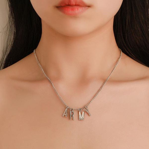 pendant necklaces fashion simple alloy letters army clavicle chain necklace punk letter for women vintage metal jewelry, Silver
pendant necklaces fashion simple alloy letters army clavicle chain necklace punk letter for women vintage metal jewelry, Silver