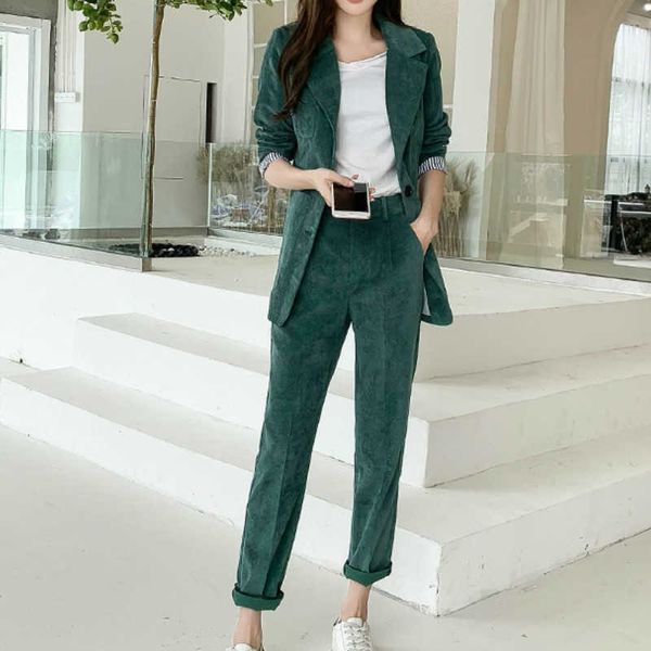 spring autumn fashion womens suit corduroy 2 piece set blue gray button blazers with long pants office lady wear plus size 210527, White
spring autumn fashion womens suit corduroy 2 piece set blue gray button blazers with long pants office lady wear plus size 210527, White