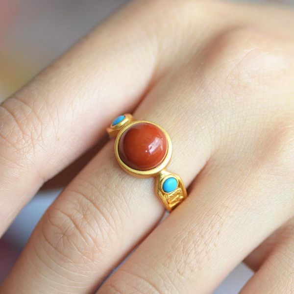 cluster rings designer's original innovative natural chalcedony ancient method frosted opening adjustable ring elegant luxury ladies je, Golden;silver
cluster rings designer's original innovative natural chalcedony ancient method frosted opening adjustable ring elegant luxury ladies je, Golden;silver