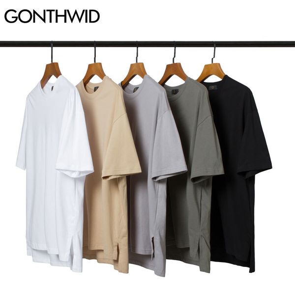 gonthwid high street tshirts side split solid color short sleeve cotton tee shirts hip hop harajuku casual loose streetwear c0315, White;black
gonthwid high street tshirts side split solid color short sleeve cotton tee shirts hip hop harajuku casual loose streetwear c0315, White;black