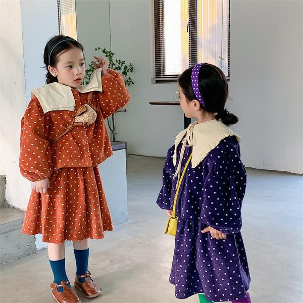 clothing sets girls korean style polka dot corduroy clothes 2021 autumn turn-down collar coats and skirts 2pcs kids outfits, White
clothing sets girls korean style polka dot corduroy clothes 2021 autumn turn-down collar coats and skirts 2pcs kids outfits, White