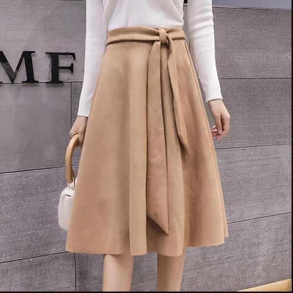 winter fashion suede midi women skirt high waist bow sashes flare a line pleated casual elegant female s9924, Black
winter fashion suede midi women skirt high waist bow sashes flare a line pleated casual elegant female s9924, Black