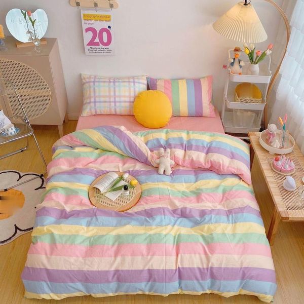 bedding sets lovely rainbow stripes set candy color cotton duvet cover bed sheet pillowcases bedclothes printing quilt
bedding sets lovely rainbow stripes set candy color cotton duvet cover bed sheet pillowcases bedclothes printing quilt