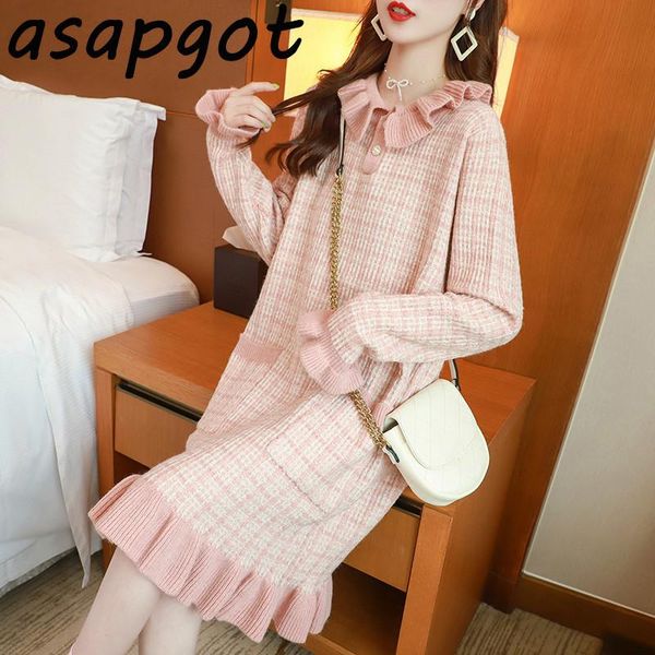 women's sweaters 2021 autumn winter sweater dress long knit ruffles lapel full flare sleeve thick plaid pullovers sweet vintage, White;black
women's sweaters 2021 autumn winter sweater dress long knit ruffles lapel full flare sleeve thick plaid pullovers sweet vintage, White;black