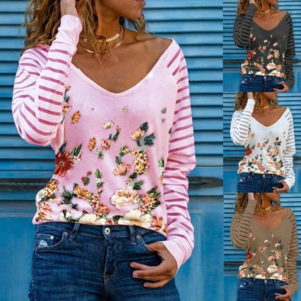 women's t-shirt ladies' casual trend v-neck long sleeve fashion floral print pullover loose all-match ladies spring autumn top, White
women's t-shirt ladies' casual trend v-neck long sleeve fashion floral print pullover loose all-match ladies spring autumn top, White