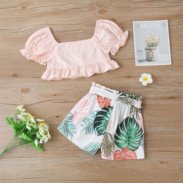 clothing sets summer fashion 2pcs girls clothes kids pink puff sleeves crop leaf print high waist shorts with belt children, White
clothing sets summer fashion 2pcs girls clothes kids pink puff sleeves crop leaf print high waist shorts with belt children, White