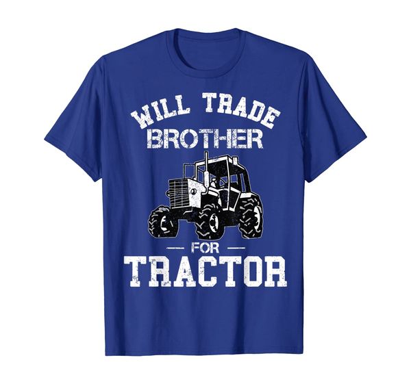 farmer shirt will trade brother for tractor farming t-shirt, White;black