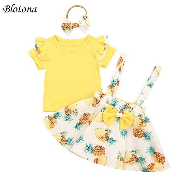 blotona 3pcs baby summer outfits o-neck short sleeves t-shirt +pineapple print overalls skirt +hair band suit for girls 0-3years, White
blotona 3pcs baby summer outfits o-neck short sleeves t-shirt +pineapple print overalls skirt +hair band suit for girls 0-3years, White