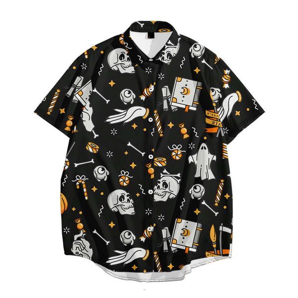 2021new halloween creative stripe print summer break loose short sleeve shirt men's wear, White;black
2021new halloween creative stripe print summer break loose short sleeve shirt men's wear, White;black