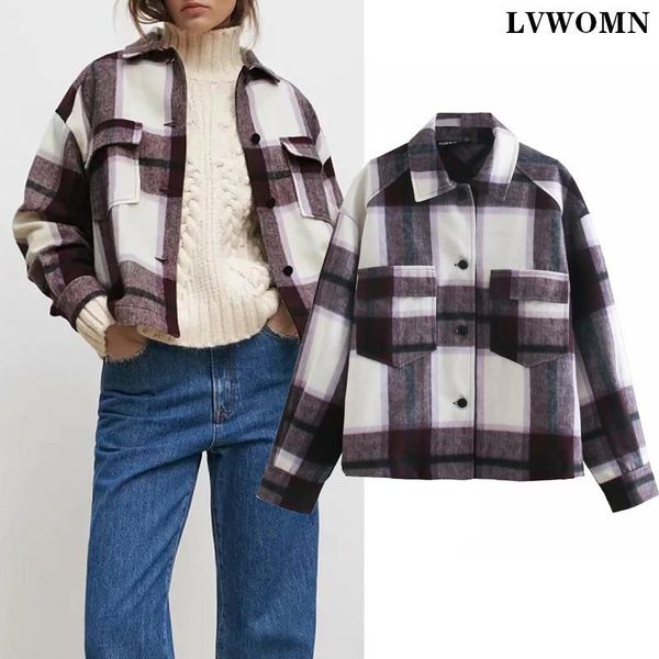 lvwomn plaid jacket women coat 2021 spring vintage stylish pockets long sleeve shirts women loose casual chic coat, Black;brown
lvwomn plaid jacket women coat 2021 spring vintage stylish pockets long sleeve shirts women loose casual chic coat, Black;brown
