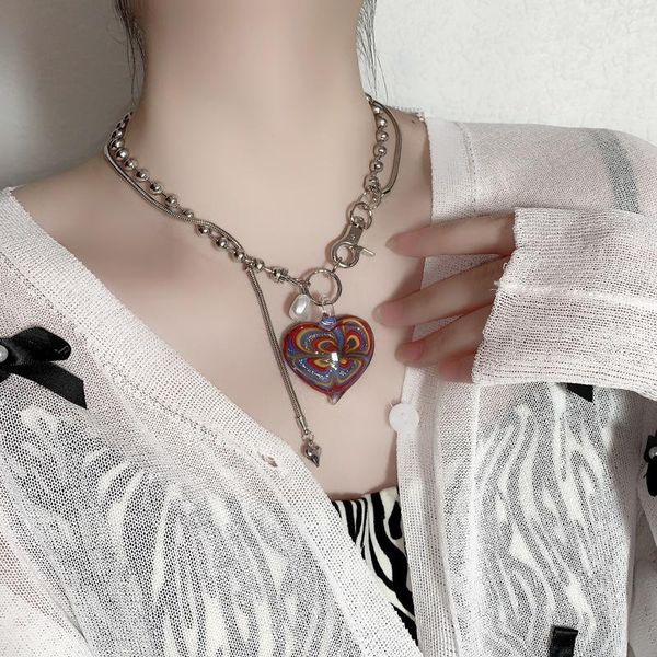 pendant necklaces hyperbole colorful painting heart necklace for women silver color beads chain long tassel love pearl choker
pendant necklaces hyperbole colorful painting heart necklace for women silver color beads chain long tassel love pearl choker