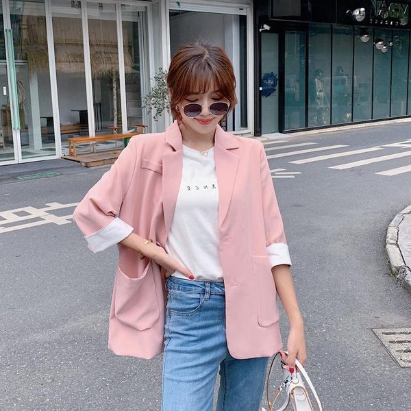 women's suits & blazers real s spot 2021 spring korean solid long sleeve one button thin suit slim fit coat, White;black
women's suits & blazers real s spot 2021 spring korean solid long sleeve one button thin suit slim fit coat, White;black