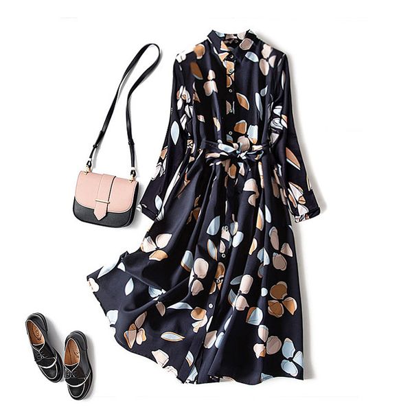 vintage printed lapel women's dress elegant fashion high waist mid-length dresses female 2021 spring summer loose lady vestidos 210306, Black;pink
vintage printed lapel women's dress elegant fashion high waist mid-length dresses female 2021 spring summer loose lady vestidos 210306, Black;pink