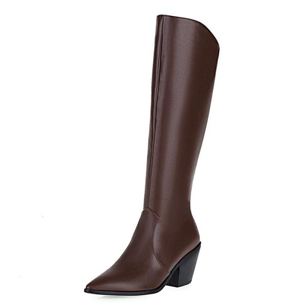 white pointed toe knee-length wedges women's return zipper thick brown fashion shoes 2021 vintage knight boots upg1, Black
white pointed toe knee-length wedges women's return zipper thick brown fashion shoes 2021 vintage knight boots upg1, Black