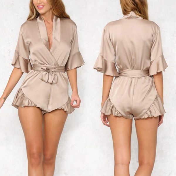 women spring summer half sleeve silk satin fashion solid jumpsuit rompers shorts pants playsuits black white
women spring summer half sleeve silk satin fashion solid jumpsuit rompers shorts pants playsuits black white