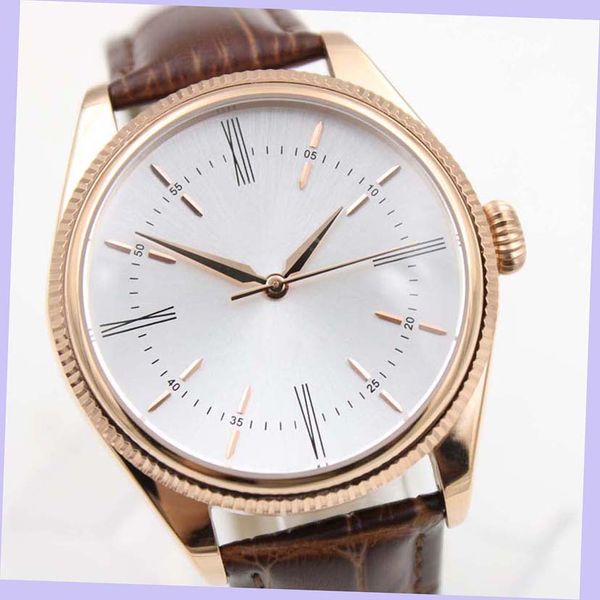 dual time mechanical everose gold case leather strap silver dial 50505 mens watch watch automatic mechaincal men watches date wristwatches, Slivery;brown
dual time mechanical everose gold case leather strap silver dial 50505 mens watch watch automatic mechaincal men watches date wristwatches, Slivery;brown