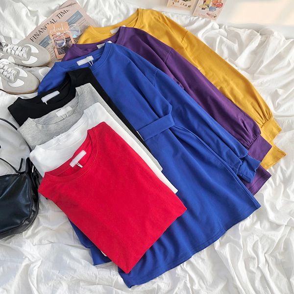 2021 new mooirue spring casual women shirt with belt o solid color round neck loose lace up waist slim long t-shirt 8y9j, White
2021 new mooirue spring casual women shirt with belt o solid color round neck loose lace up waist slim long t-shirt 8y9j, White
