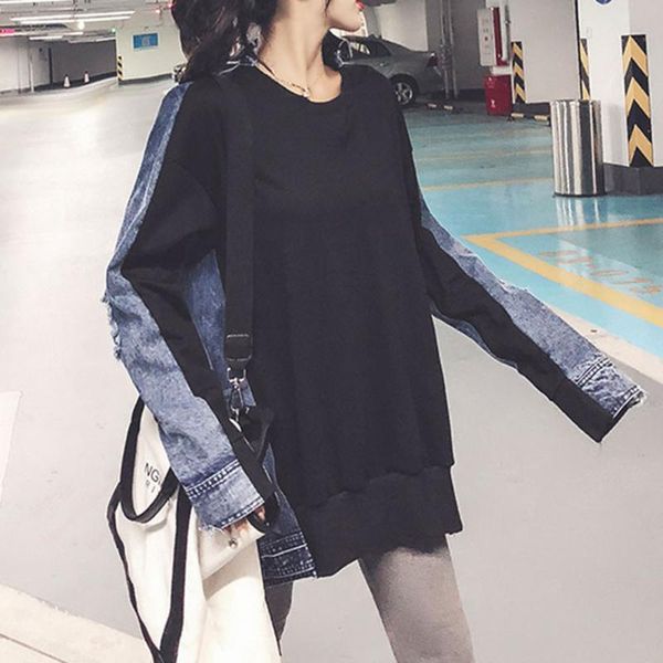 women's hoodies & sweatshirts causal oversized women 2021 autumn fashion jeans and cotton patchwork shirts korean harajuku loose pullov, Black
women's hoodies & sweatshirts causal oversized women 2021 autumn fashion jeans and cotton patchwork shirts korean harajuku loose pullov, Black