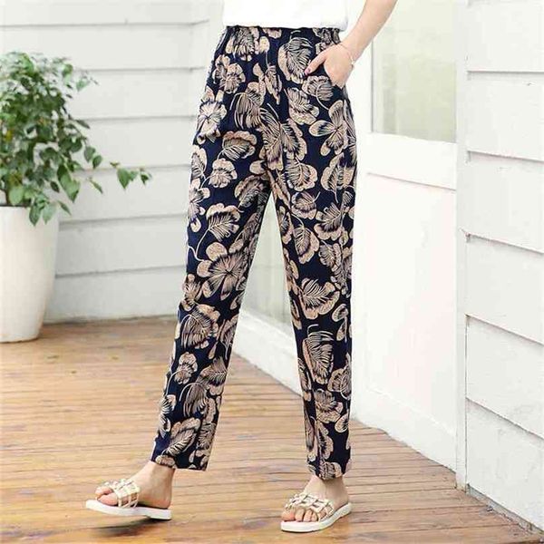 22 colors women summer casual pencil pants high waist printed elastic middle aged 210915, Black;white
22 colors women summer casual pencil pants high waist printed elastic middle aged 210915, Black;white