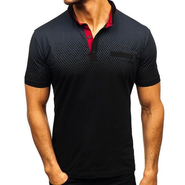 men's polos mens shirts summer gradient color men clothing short sleeve turn down collar casual shirt, White;black
men's polos mens shirts summer gradient color men clothing short sleeve turn down collar casual shirt, White;black