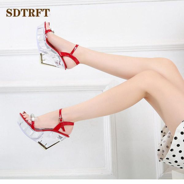sdtfet 10cm high heel shoes pvc transparent wedges diamond sandals for women sandalia ankle strap open toe fetish ballet pumps, Black
sdtfet 10cm high heel shoes pvc transparent wedges diamond sandals for women sandalia ankle strap open toe fetish ballet pumps, Black