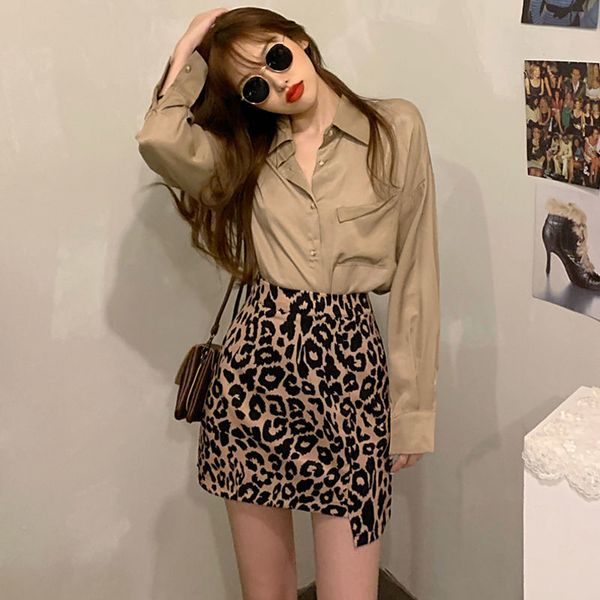 early autumn 2021 new kong women's design suit khaki leopard shirt print skirt two sets of tide g7q4, Black;gray
early autumn 2021 new kong women's design suit khaki leopard shirt print skirt two sets of tide g7q4, Black;gray