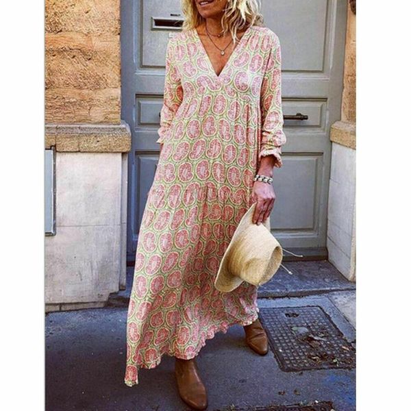 casual dresses women maxi dress bohemian style ladies 2021 autumn v neck long sleeve holiday loose vestido de mujer, Black;gray
casual dresses women maxi dress bohemian style ladies 2021 autumn v neck long sleeve holiday loose vestido de mujer, Black;gray