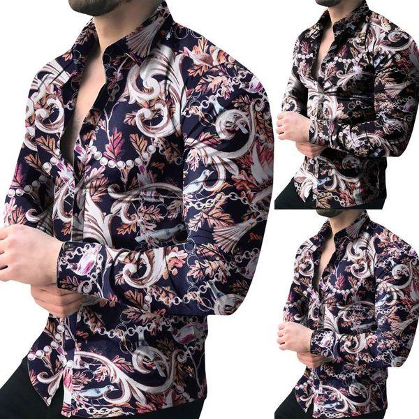 men's casual shirts autumn and winter bird print shirt long-sleeved button lapel fashion, White;black
men's casual shirts autumn and winter bird print shirt long-sleeved button lapel fashion, White;black