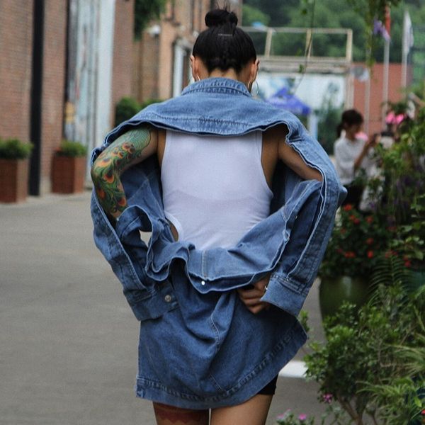 backless coat female denim irregular patchwork high waist belt long sleeve jacket women fashion autumn clothes, Black;brown 
backless coat female denim irregular patchwork high waist belt long sleeve jacket women fashion autumn clothes, Black;brown