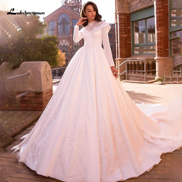 2021 new laksgmigown simple a-line wedding with long sleeves royal satin gowns castle garden muslim bridal es gelink v077, White
2021 new laksgmigown simple a-line wedding with long sleeves royal satin gowns castle garden muslim bridal es gelink v077, White
