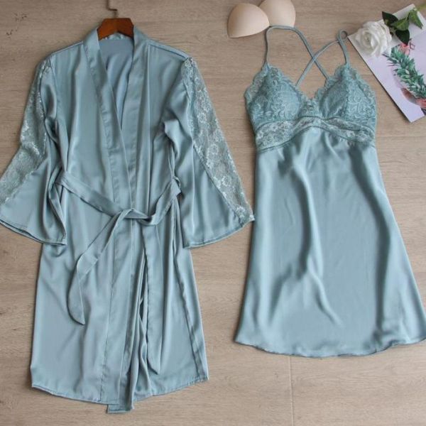 women's sleepwear wedding nightwear 2pcs robe set women casual kimono bathrobe gown summer intimate lingerie bridal nightgown, Black;red 
women's sleepwear wedding nightwear 2pcs robe set women casual kimono bathrobe gown summer intimate lingerie bridal nightgown, Black;red