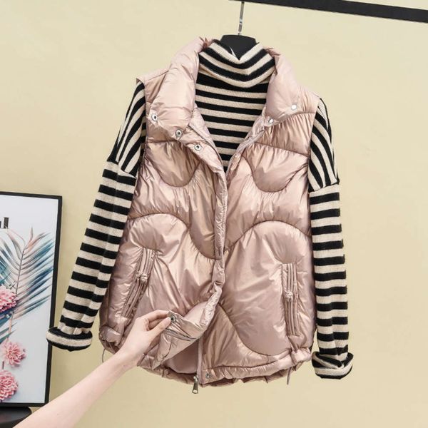 short down cotton women's vest coat autumn winter version bright face outside waistcoat, White
short down cotton women's vest coat autumn winter version bright face outside waistcoat, White