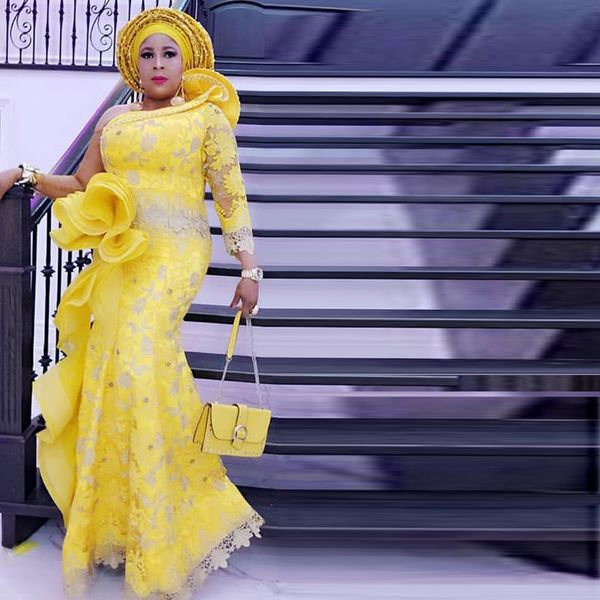 yellow african evening dresses ruffles beads long sleeves lace prom aso ebi style plus size party gowns, Black;red
yellow african evening dresses ruffles beads long sleeves lace prom aso ebi style plus size party gowns, Black;red