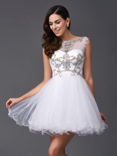 party dresses white cocktail gowns above knee, mini tulle short graduation dress 2021 with beading backless, White;black
party dresses white cocktail gowns above knee, mini tulle short graduation dress 2021 with beading backless, White;black