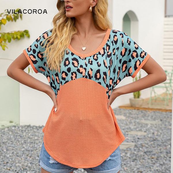 women's t-shirt leopard print t shirt clothes women patchwork short-sleeve pullovers tees femme casual loose o-neck hollow top, White
women's t-shirt leopard print t shirt clothes women patchwork short-sleeve pullovers tees femme casual loose o-neck hollow top, White